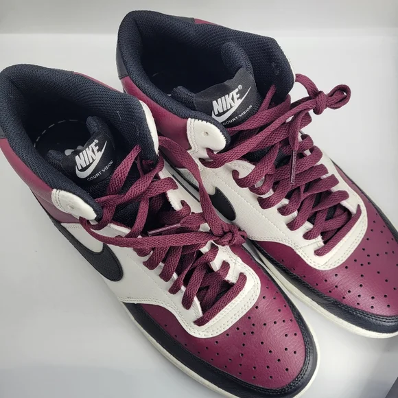 Nike Court Vision Men's Burgundy Black High-Top Sneakers US 10.5 DN 3577-600 - Picture 3 of 13